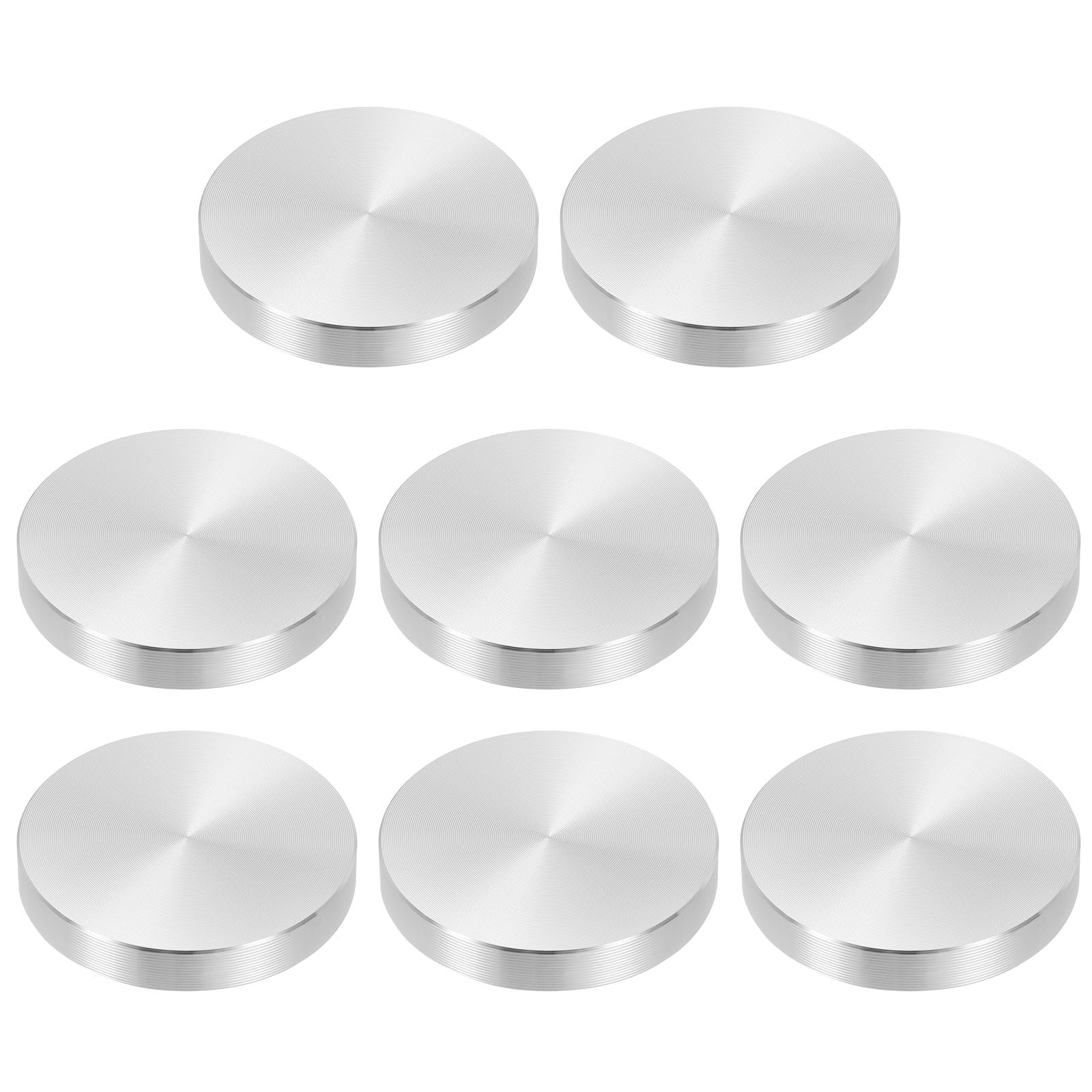 PATIKIL M8 Thread 50mm / 2" Dia 8mm Thick Aluminum Circle Disc Glass Top Adapter 8pcs Round Solid Table Feet Pad Plate Hardware for Tea Coffee Table