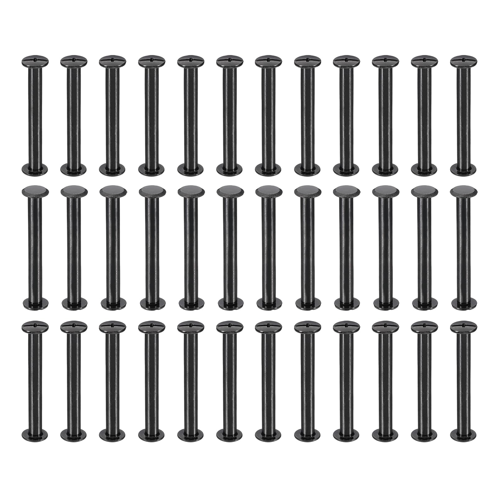 PATIKIL 50 Sets Chicago Screws, 50mm l Chicago Screws Phillips Binding Post Screw Bolts Leather Rivets Fasteners Connectors for Leather Belt Scrapbook Photo Albums, Black