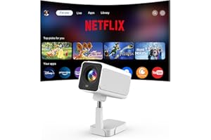 【Netflix Licensed & Built-in】PANSEBA Smart WiFi Projector with Telescopic Stand, 4K Supported 300" HD Portable Outdoor Movie Projector, Auto Keystone Zoom, Home Theater, Netflix App Pre-Installed