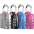 Fosmon TSA Approved Locks for Luggage. Suitcase Locks with Open Alert Indicator, 3 Digit Combination Padlock with Alloy Body for Travel, Backpack Zipper Anti Theft, Locker, Gym, Gun Case, Tent- 4 Pack