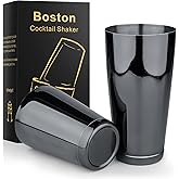 Stainless Steel Boston Shaker - 2-piece 18oz & 28oz Professional Bartender Cocktail Shaker Bartender Shaker Kit - CTSK0013 (Black)
