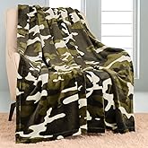 HommomH 50" x 60" Camouflage Throw Blanket Comfort Warmth Soft Cozy Double Print Camo Throw Gift for Man Boy