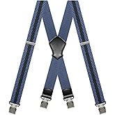 Suspenders for Men Heavy Duty 1.6 Inch Wide Mens Suspenders for Jeans Dress X Back Elastic Adjustable