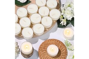 REISEN 16Pcs Gardenia Scented Tealight Candles, White Soy Wax Tea Lights with Essential Oils, 4h Long Burning Tea Light Candles for Spa, Romantic Decor, Meditation, Dinner, and Home Decor