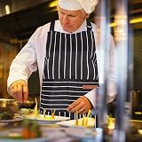 OWill Adjustable Unisex Apron with Pocket for Cooking & BBQ - Black Strips view 7