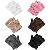 6 Pairs Mini Fingerless Gloves Winter Convertible Flip Top Gloves Stretch Fabric Warm Knitted Mitten Cover for Toddler