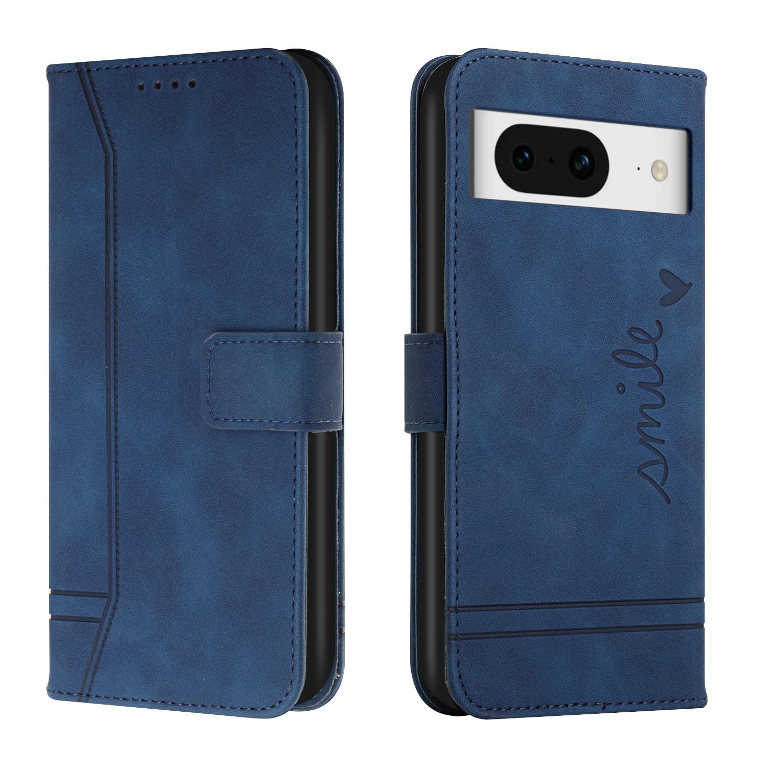 QIWEIQING Compatible for Google Pixel 8 Case, Premium Soft Leather TPU Retro Flip Wallet with 3 Card Holder Magnetic Shockproof Protective Cover for Google Pixel 8.Blue HX