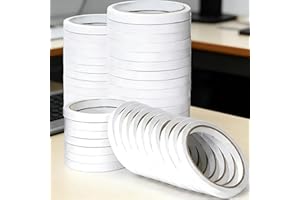 Double Sided Adhesive Tape, 6mm Ultra-Thin White Strong Tapes Sticker for Home Office Craft Tape Sticky Paper (5 Rolls)