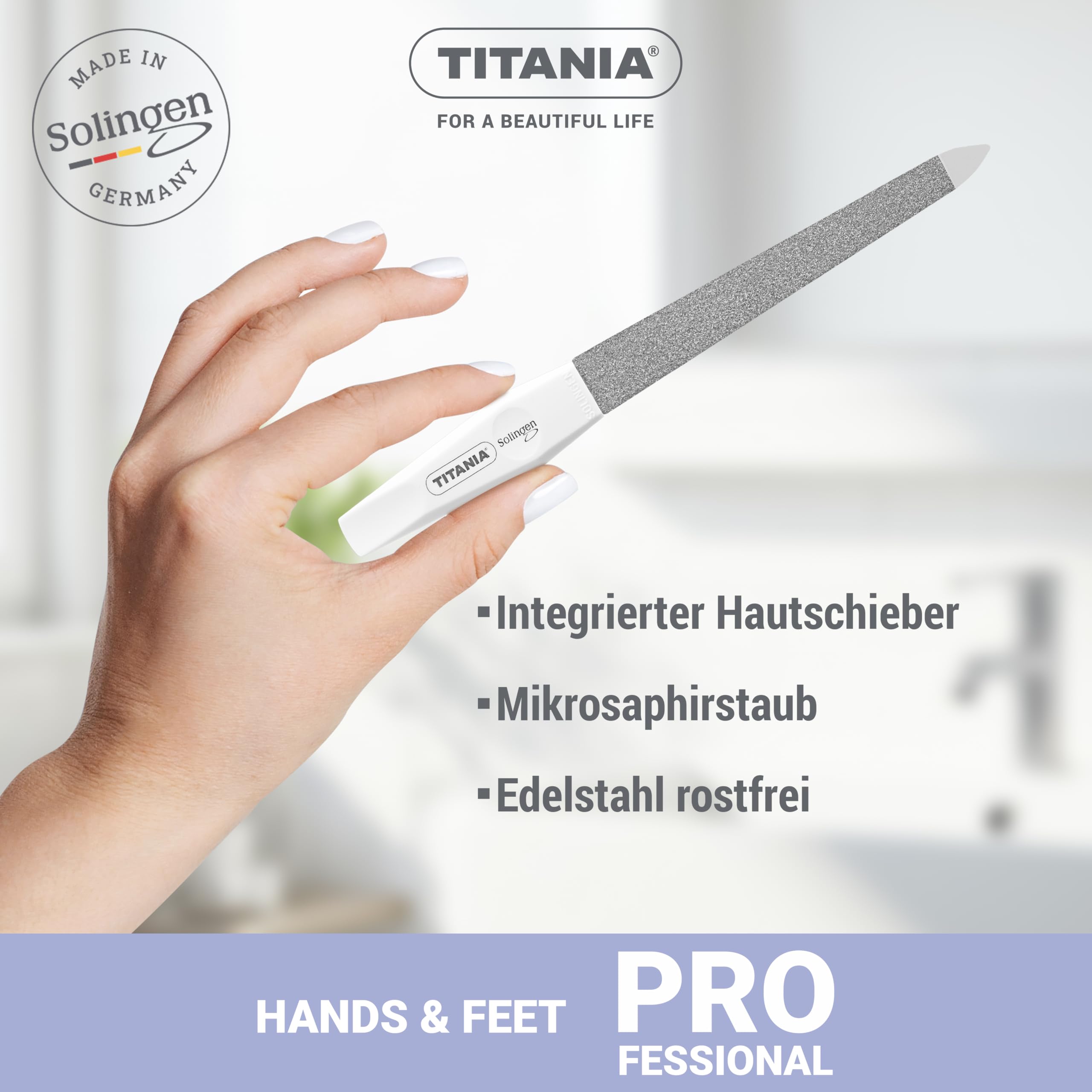 Solingen Profi Saphir Nagelfeilen Set - 4 hochwertige Solinger Feilen für perfekte Nägel, langlebig & präzise, ergonomischer Griff, Made in Germany 4