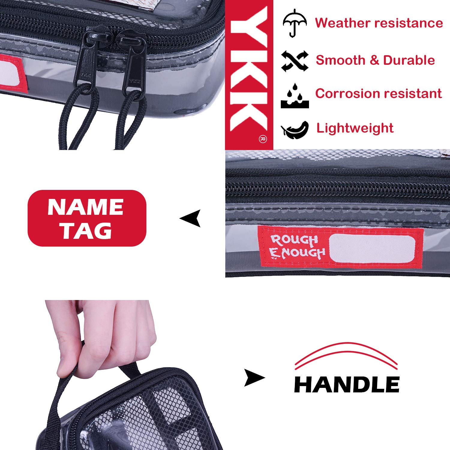 Rough Enough Clear Makeup Organizer Case TSA Approved Clear Toiletry Bags for Men Women Hanging Dopp Kit Bag Pouch Electric Travel Toothbrush Essential Large Pencil Case Art Supply for Boy Girl Teens