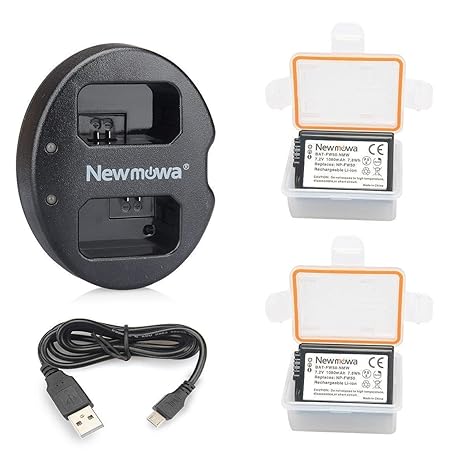 Newmowa Ersatz Akku NP-FW50 (2er Pack) und tragbar Micro USB Ladegerät Kit für Sony FW50 und Alpha a3000 Alpha a5000 a5100 Al