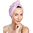 Keranique Microfiber Hair Towel Wrap - Quick Drying Head Turban for Women - Large Size Anti Frizz Wrap Towel - Anti Damage Around Head Hair Wrap After Shower & Bath - Haircare for Long & Short Hair