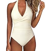 SUUKSESS Women Sexy Tummy Control One Piece Swimsuits Halter Push Up Bathing Suits