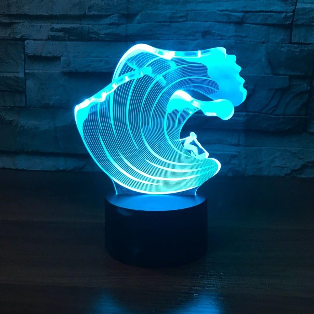 3D Humongous Wave Night Light Table Desk Optical Illusion Lamps 7 Color Changing Lights LED Table Lamp Xmas Home Love Birthday Children Kids Decor Toy Gift