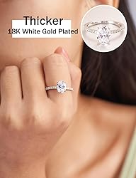 Oivley 2CT Oval Engagement Rings for Women Sterling
