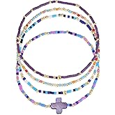 BXDA Seed Beads Cross Friendship Stack Bracelets Set for Women, Boho Handmade Colorful Stackable Bracelet Summer Beach Jewelry Gift.