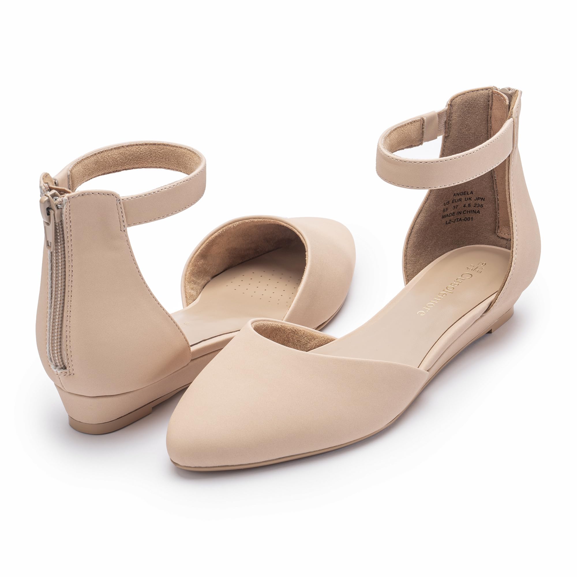 Cusolemore Ankle Strap Flats for Women, Comfortable