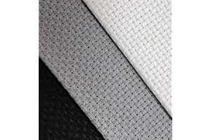 KCS 12" x 18" by 3 pack 14CT Counted Cotton Aida Cloth Cross Stitch Fabric (White+Light steel grey+ Black)