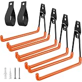 HUPBIPY Garage Hooks Heavy Duty, Large Square Wall Hooks | 7.7 in Steel Utility Ladder Hooks for Hanging Bikes Hoses Ropes Tools Ideal for Garage Garden Utility Room Storage (Orange)