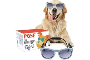 POSE Navigator Sunglasses for Small-Sized Dog - UV Protective Lenses, Debris Protection, Pannus Prevention, Invisible Chinstrap, Interchangeable Lenses, NYC Design - Fantasy Green
