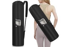 ITHWIU Yoga Mat Bag Waterproof Yoga Mat Carrying Bag with Adjustable Strap & Yoga mat storage cord and Multi-Functional Storage Pockets,Fits Gym, Class, Beach Park, Travel, Pink