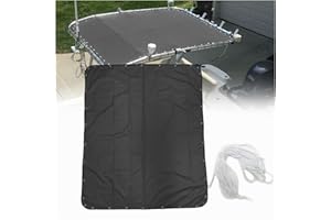 HWIMARINE Boat T-Top Shade Canvas Cover - Center Console Bimini Shade Top for T-Top Boats, Marine-Grade 600D Waterproof UV Resistant Fabric (66" L x 55" W-Black)