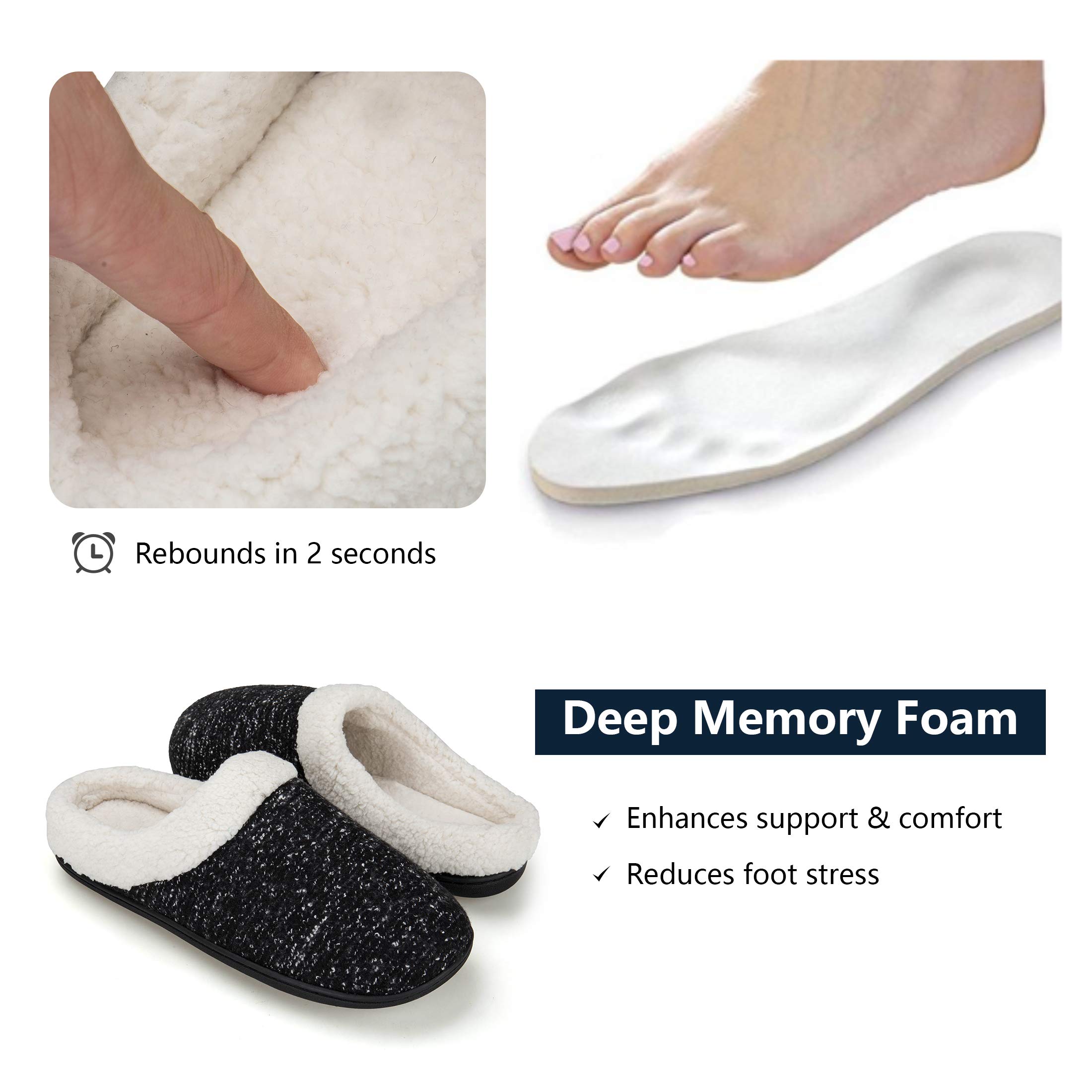 EAST LANDER Men’s Memory Foam House Slippers Washable Anti-Slip Slippers Indoor Shoes ELMT001-M1-L