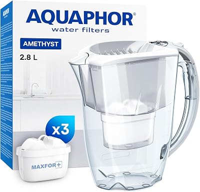 AQUAPHOR Amethyst Fridge Water Filter Jug with 3 Maxfor+ Cartridges 2.8 L