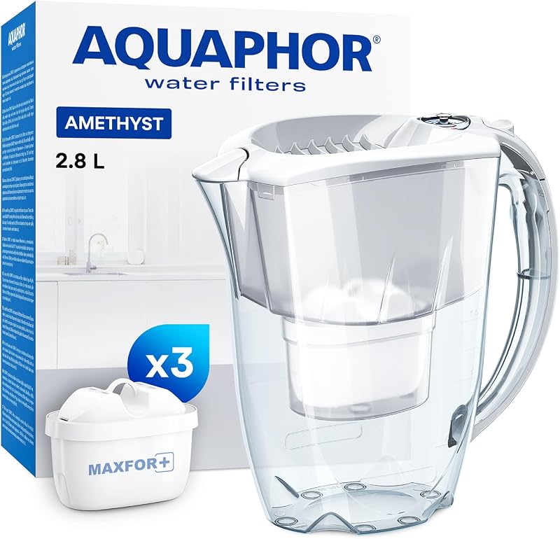 AQUAPHOR Amethyst Fridge Water Filter Jug with 3 Maxfor+ Cartridges 2.8 L