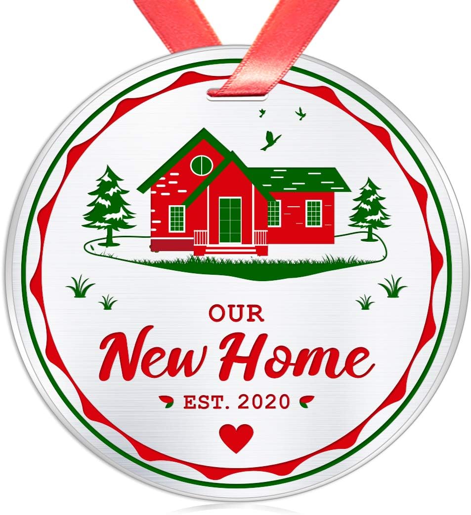 Elegant Chef New Home Christmas Ornament- Our New Home Est. 2020- Housewarming House Owner Keepsake Bridal Shower Wedding Gifts- 1st time Homeowner Real Estate Closing Gift- 3 inch Stainless Steel