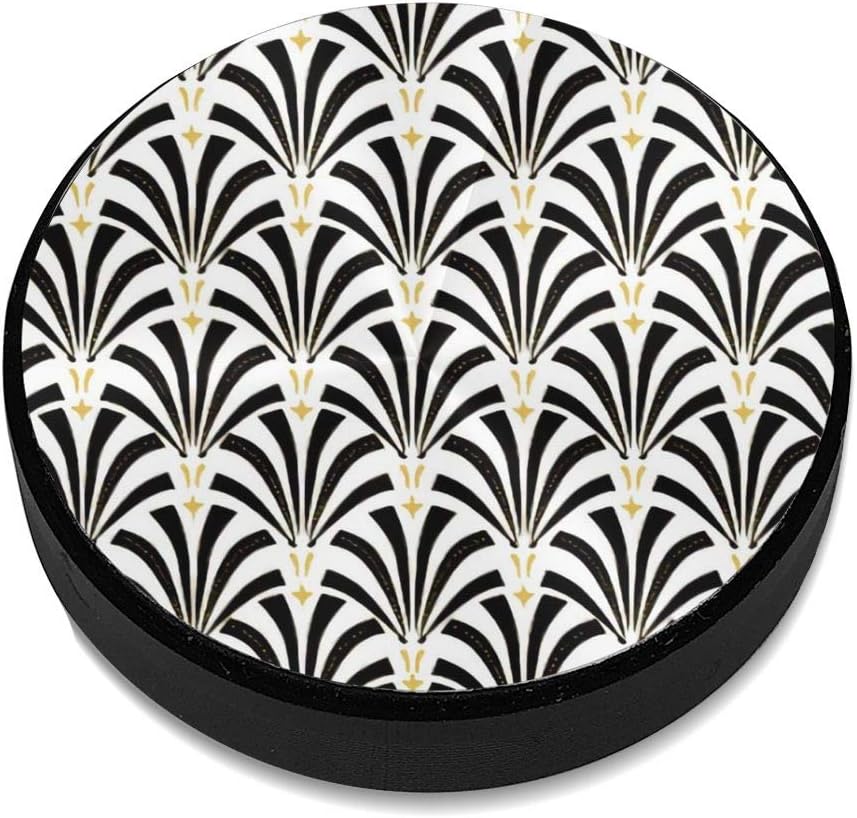 Universal Flat Stick On Dashboard Magnetic Car Mount Holder for Cell Phones and Mini Tablets with Fast Swift-Snap Technology - Vintage Glam Art Deco Palmetto Fans