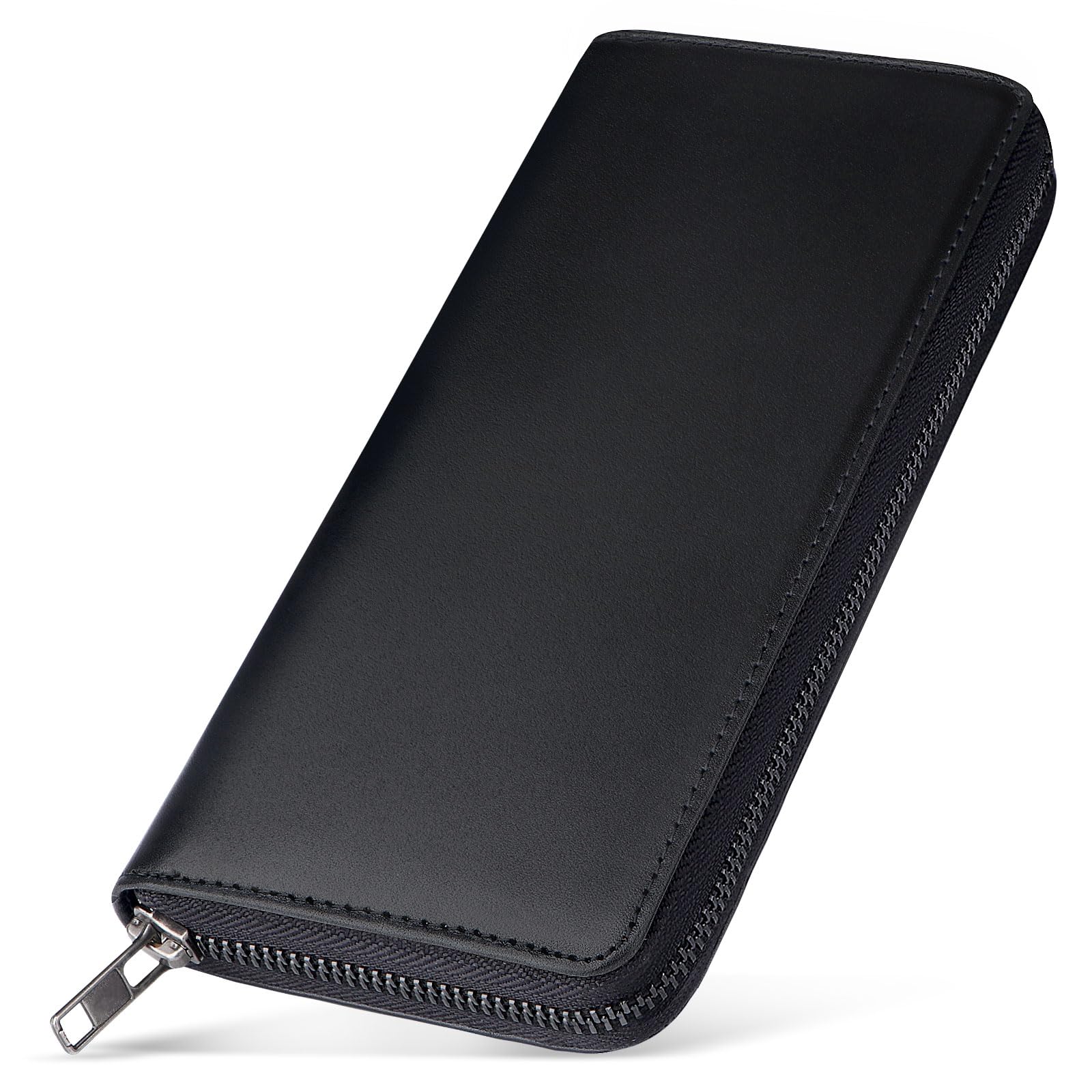 ecoofee 財布 メンズ 長財布 栃木レザー 一流の革職人が作る 本革 大容量 スキミング防止 ラウンドファスナー 男性 ウォレット 小銭入れ 紳士用 牛革 さいふ (Black)商品画像