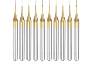 uxcell 10Pcs 0.3mm Titanium Coat Carbide End Mill Engraving Milling Cutter CNC Router Bits for PCB Machine, 1/8" Shank