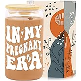 Pregnancy Gifts for Expecting Mom - 16 oz Iced Coffee Glass Cup, Mom to Be Gift for Pregnant Women, Cute Birthday Christmas Pregnancy Gifts for First Time Mommy, Baby Shower & Gender Reveal Idea