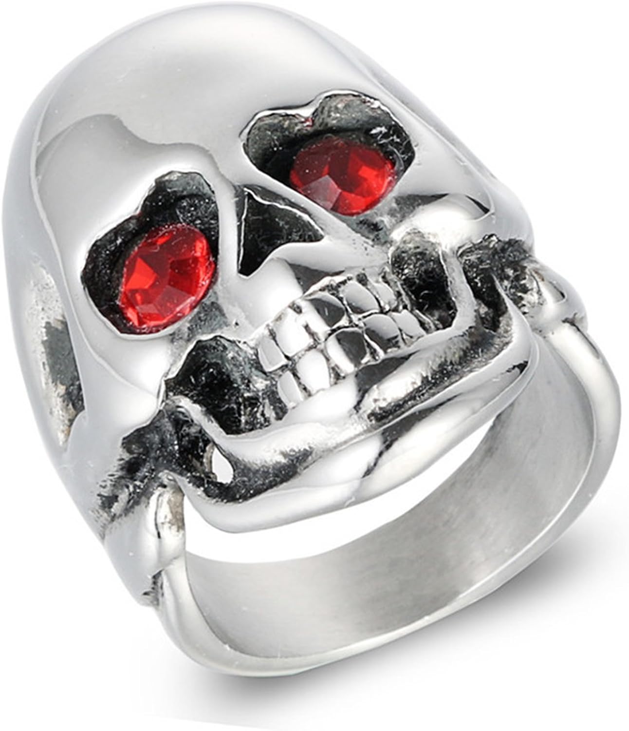 Beydodo Jewellery Punk Rings for Men Stainless Steel Punk Rock Skull