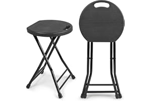 COOZMENT Folding Stool, Foldable Stool with Handle, Portable Stools for Adults Heavy Duty, Folding Chair Outdoor/Indoor, 18 inch Collapsible Stool for Camping,Home (Set of 4, Black)
