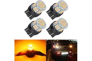 iFunyLED 4PCS 7443 LED Bulb Turn Signal Light 12V-24V Super Bright 7440 T20 LED Replacement Light Kit Set for Car Tail Brake Turn Signal Blinker Lights - Amber Yellow