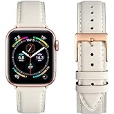 OMIU Leather Bands Compatible with Apple Watch Band 42mm(Series3 2 1) 44mm 45mm 46mm 49mm, Genuine Leather Wristband Starp for iWatch SE Series 11 10 9 8 7 6 5 4 3 2 1 Ultra for Women Men