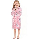 XINNE Toddler Robes Cute Pattern Bathrobe Unisex Kids Robe Baby Flannel Hoodie Pajamas Sleepwear