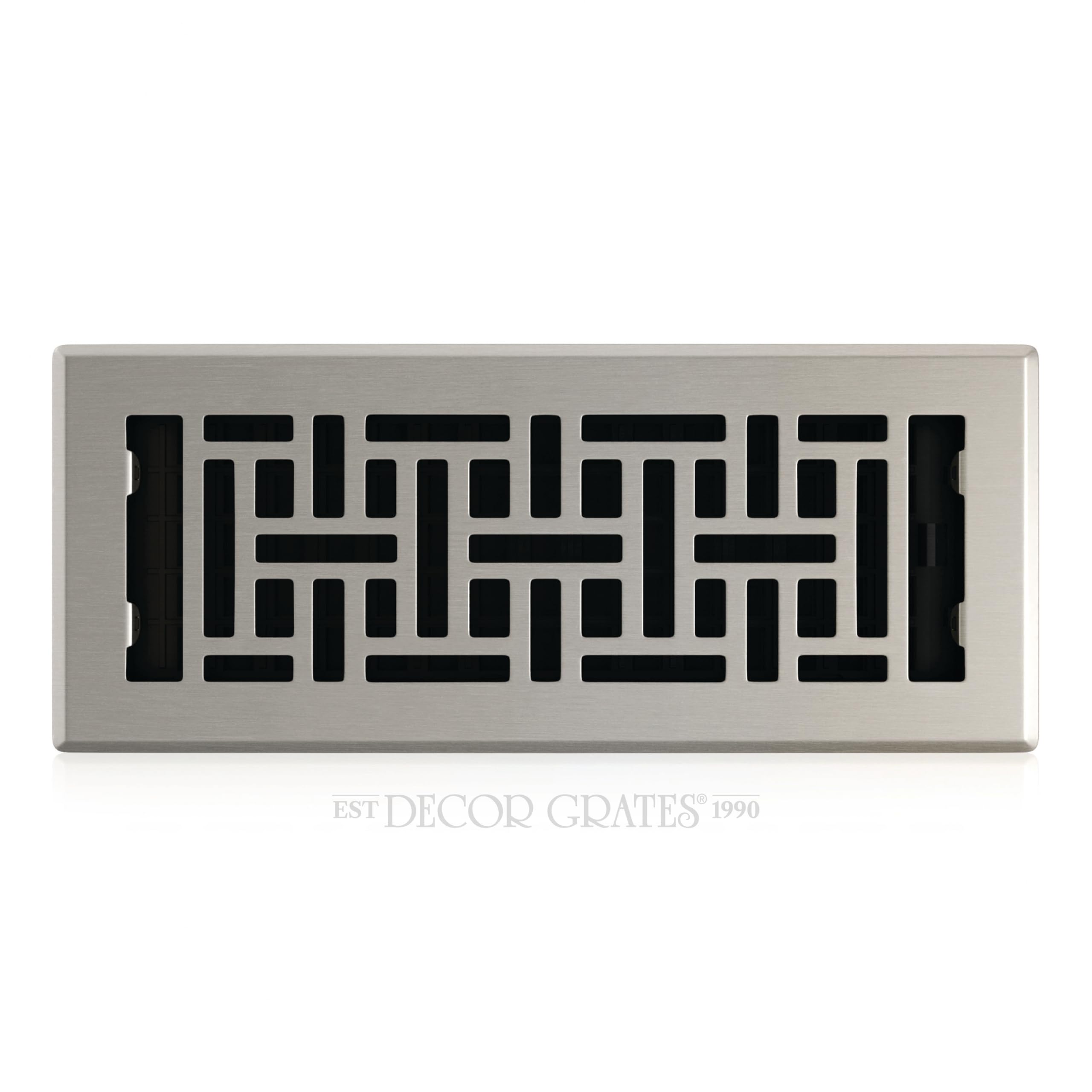 Decor Grates AJH412-NKL Oriental Floor Register, Brushed Nickel Finish, 4 x 12-Inch