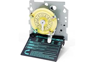 E ETO ENREGYTO T104M Mechanical Time Switch Mechanism Only, 208-277 VAC 5HP 40A DPST Time Switch, Heavy Duty Electromechanical Outdoor Timer, 24 Hour 12 ON/Off for Pool Pump Water Heater Lighting