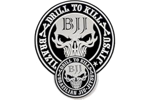 Gi Store Rocks! BJJ Patches Set of Two Drill to Kill 4.7 and 9.8 inches sew on Jiu Jitsu GIS Patch Design for - Womens Gi Gifts Him, GS-0011224