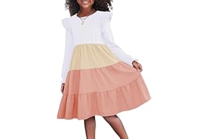 Arshiner Girl's Summer Dresses Ruffle Sleeve Tiered Swing Midi Casual Sundress with Pockets