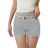 Rapbin Womens Low Waist Micro Striped Lounge Shorts to Wear Under Dresses Casual Pj Bottom Sleep Short Black-White Stripes M