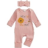 New to the Hive Newborn Outfit Bee Long Sleeve Romper Jumpsuit Coming Home Newborn Girl Outfits Clothes Fall Winter