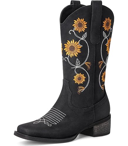 靴 DIANTE square toe middle boots Amazon.com | SheSole Ladies Western Square Toe Cowboy Boots For