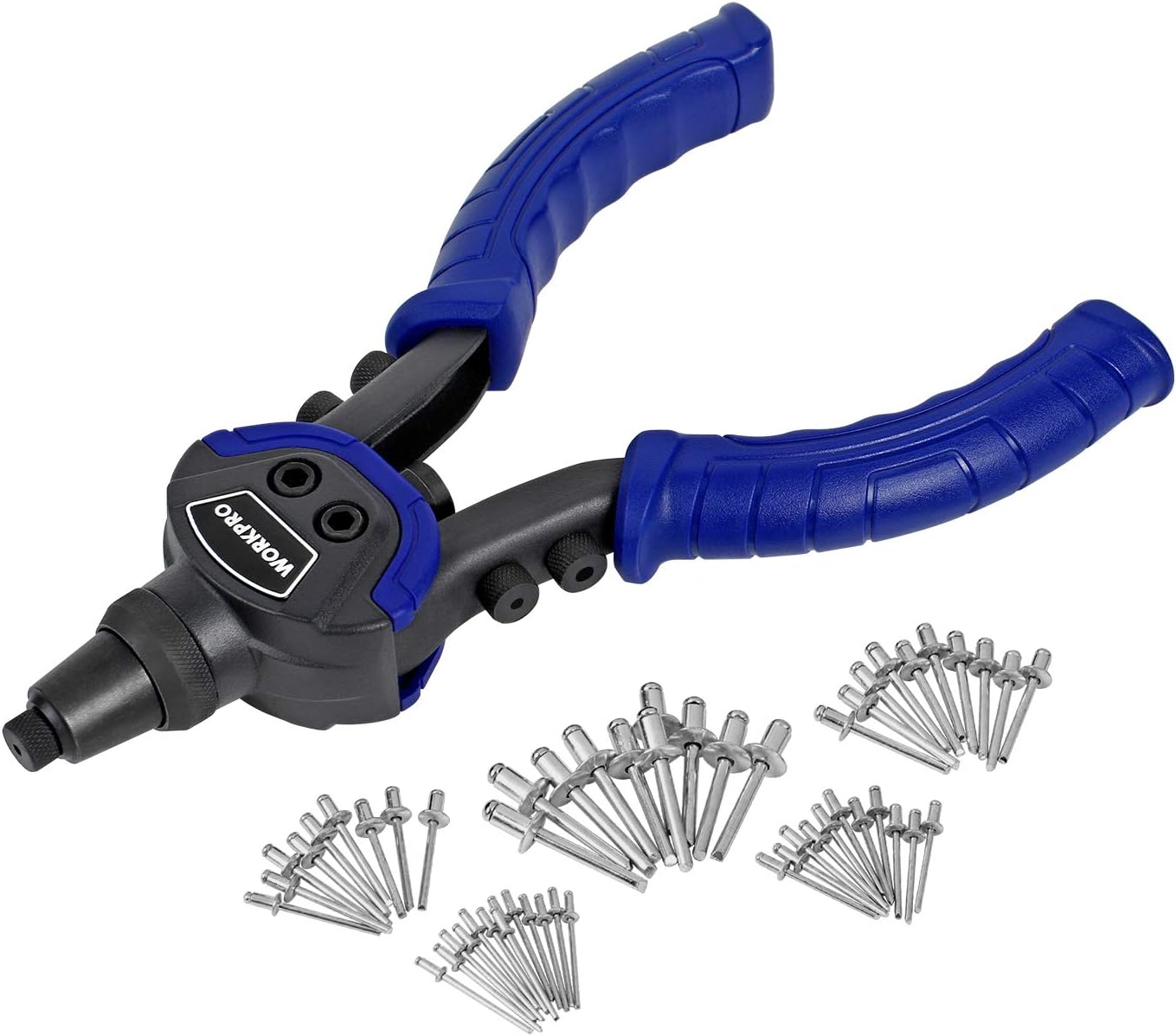 WORKPRO 5in1 Hand Riveter Set, 10inch Heavy Duty Rivet Gun, 5 Nozzle