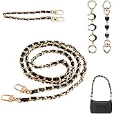 4Pcs Purse Chain Strap with 2Pcs 6" Extender Chains, 43"& 12" Purse Straps Replacement for Women Girl, Crossbody Shoulder Bag Handbag DIY Making Accessories, Metal Buckles Leather Design