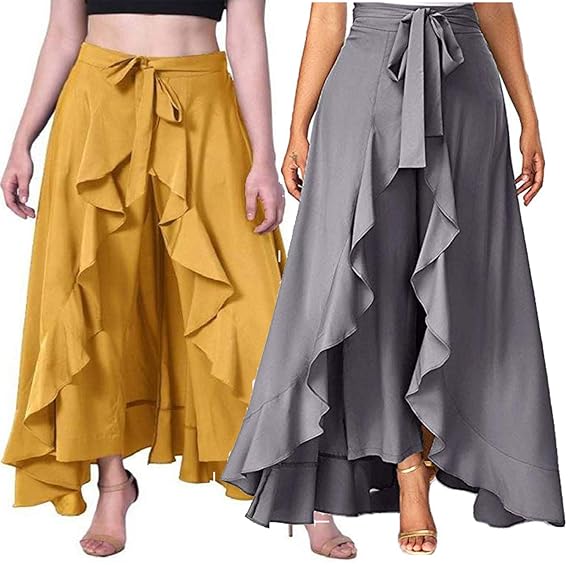 solid flared palazzo