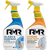 RMR Shower Shield Power Pack &ndash; Glass &amp; Surface Cleaner/Repellent + Xtreme Soap Scum Remover, Multi-Surface Cleaning Kit for Bathroom, Tile, Glass, &amp; Surfaces, 2&ndash;32 Oz Bottles